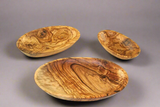 Set of Oval Bowls in Natural Olive Wood 3 uds